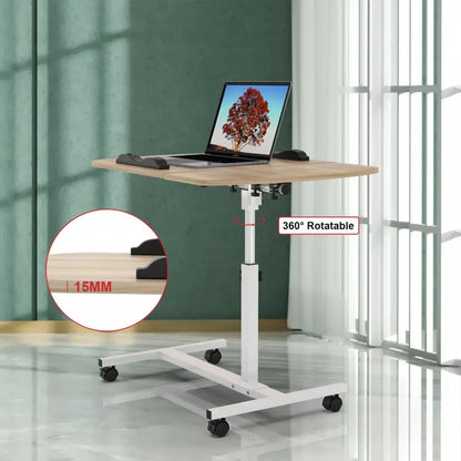 Laptop Desk with Casters for Computer, Adjustable Side Table, Top Stand with Wheel, Scalable Office Table, HWC, Deskheight Stand, 60x40cm 