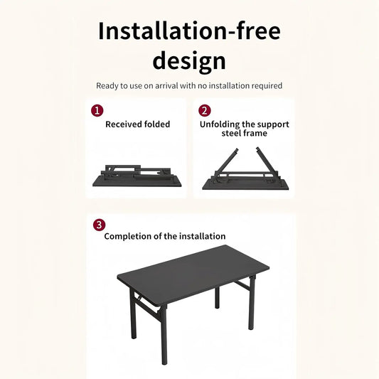 Mesa pequena sem montagem, mesa de escrita dobrável, mesas de computador dobráveis resistentes e resistentes para espaço pequeno/escritório doméstico/dormitório