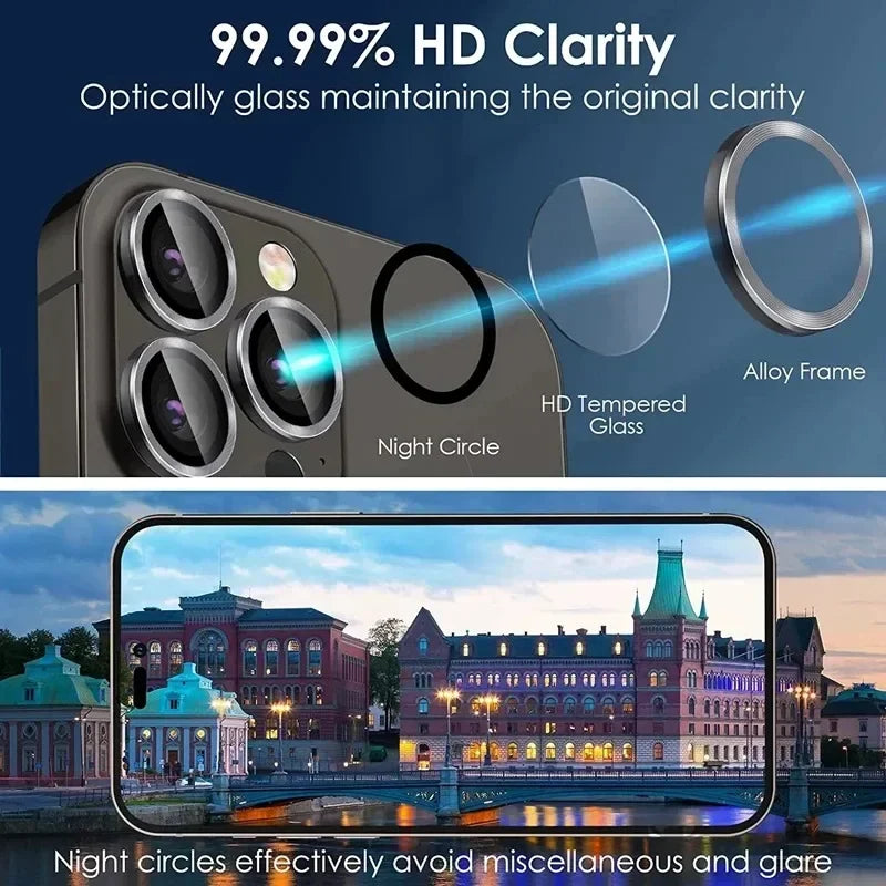 Metal Camera Lens Protector for iPhone, iPhone 11, 12, 13, 14, 15 Pro Max, 15, 14 Plus, 13, 12 Mini, Camera Glass, 2-3pcs 