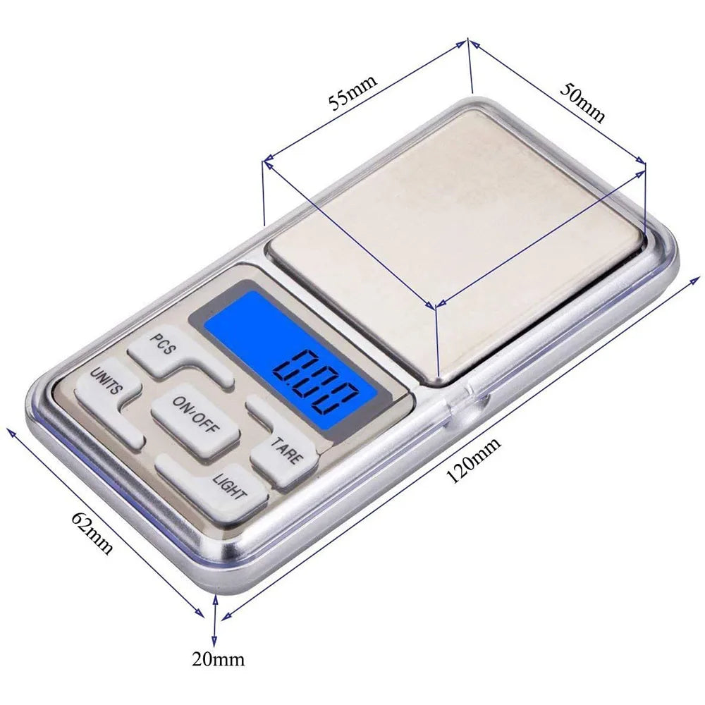 Mini Digital Electric Pocket Scale, High Precision, Backlight, Jewelry, Gram Weight for Kitchen, 0.01 0.1g, 100g, 200g, 300g, 500g 