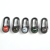 Mini Compass Mosquetão Keychain com Termômetro, Caminhadas Acessórios, Mochila, Acampamento ao ar livre, Fivela de Montanhismo