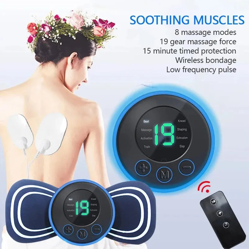 Mini Electric Neck Massager, Muscle Stimulator, Cervical Massage Patches, Massage Pads, Remote Control, Back, Body Health 