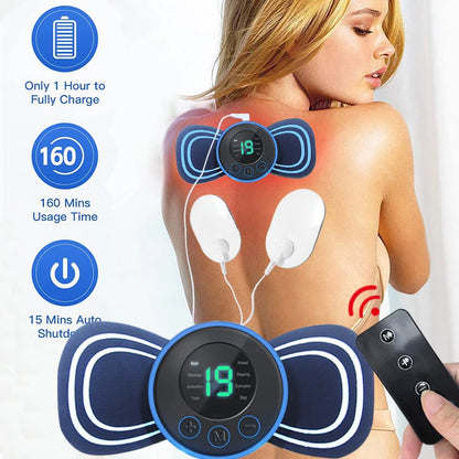 Mini Electric Neck Massager, Muscle Stimulator, Cervical Massage Patches, Massage Pads, Remote Control, Back, Body Health 