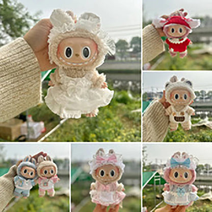 Mini Plush Doll Clothes Labubu Idol Doll Accessories, Sweater and Trousers, DIY Kids Clothing, Cute Gift, 17cm, 1 Set 