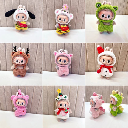 Mini Plush Doll Clothes Labubu Idol Doll Accessories, Sweater and Trousers, DIY Kids Clothing, Cute Gift, 17cm, 1 Set 