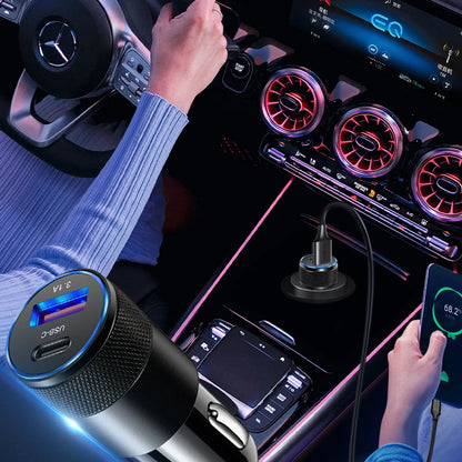 Mini USB-C Car Charger PD 3.1A Phone Charge Adapter for iPhone Xiaomi Samsung Fast Charging Cigarette Lighter Socket USB Charger 