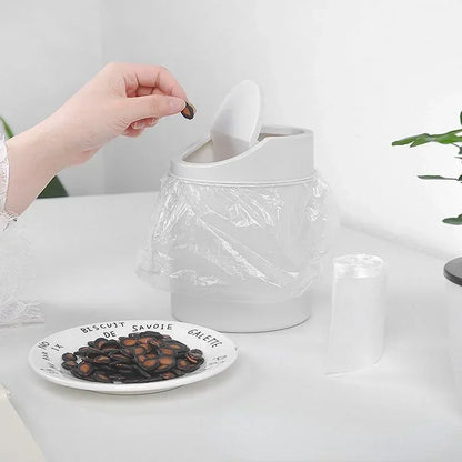 Mini bote de basura pequeño de escritorio con tapa, ideal para el dormitorio, la limpieza y el escritorio del hogar. 