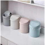 Mini lixeira de mesa pequena, tubo com tampa, lata de lixo para quarto, limpar espaço de trabalho, caixa de armazenamento, mesa de casa