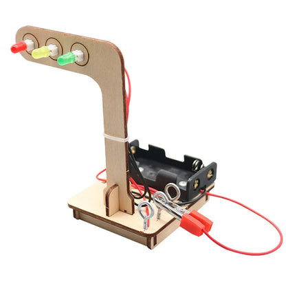 Mini semáforo de madeira LED experimento científico para crianças, brinquedos DIY para meninos, gizmo aprendizagem, presente educação para estudantes