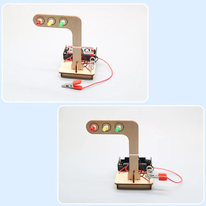 Mini semáforo de madeira LED experimento científico para crianças, brinquedos DIY para meninos, gizmo aprendizagem, presente educação para estudantes