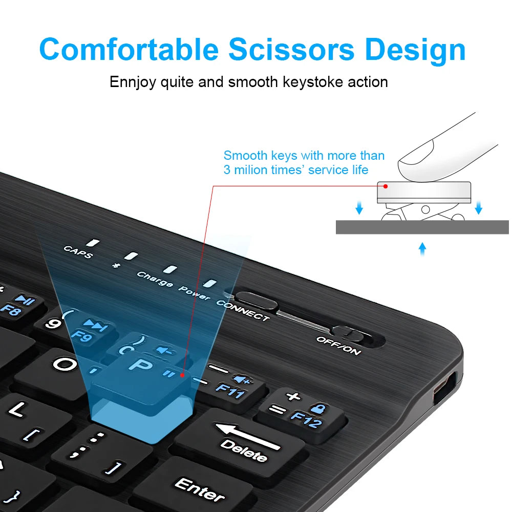 Mini teclado inalámbrico Bluetooth recargable para computadora portátil, tableta, teléfono, iPad, Android, iOS y Windows. 