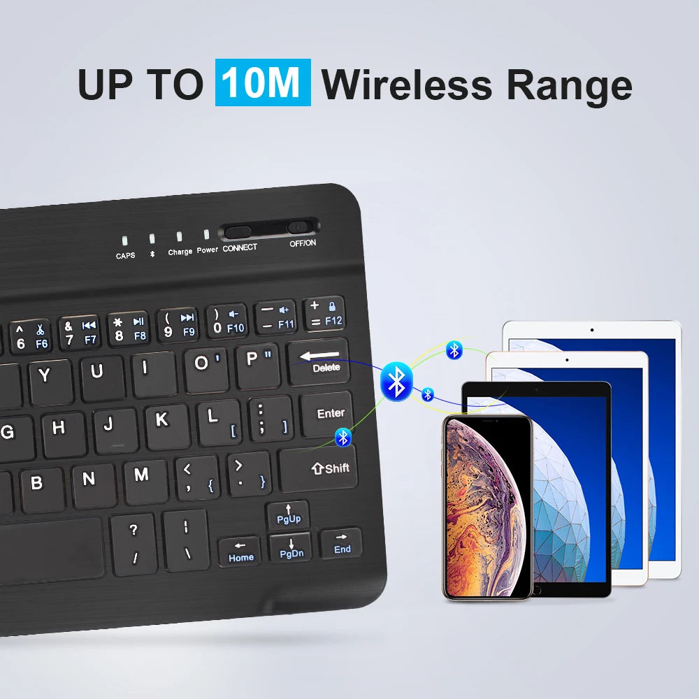 Mini teclado inalámbrico Bluetooth recargable para computadora portátil, tableta, teléfono, iPad, Android, iOS y Windows. 