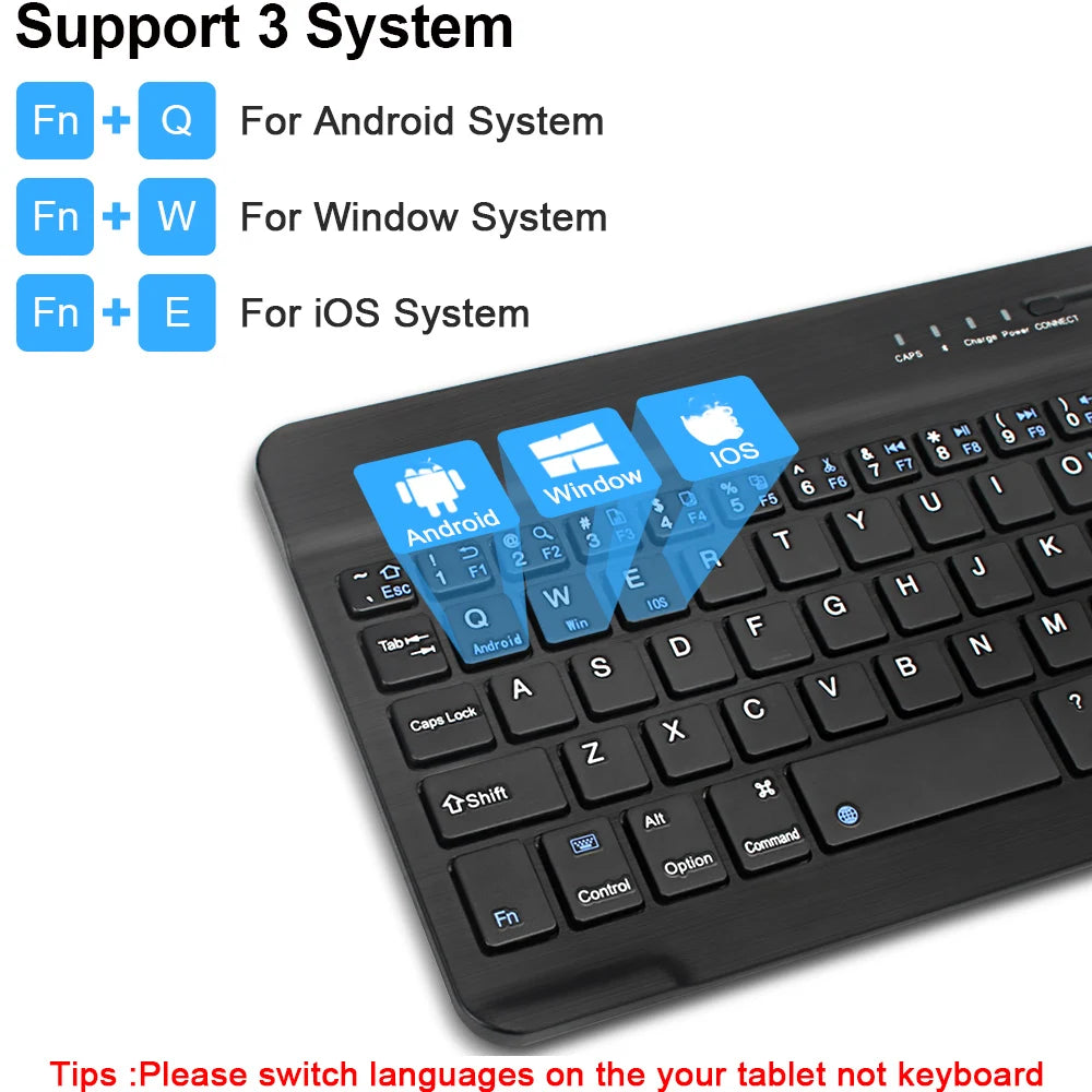 Mini teclado inalámbrico Bluetooth recargable para computadora portátil, tableta, teléfono, iPad, Android, iOS y Windows. 