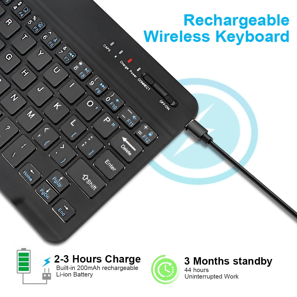 Mini teclado inalámbrico Bluetooth recargable para computadora portátil, tableta, teléfono, iPad, Android, iOS y Windows. 