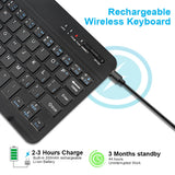 Mini teclado inalámbrico Bluetooth recargable para computadora portátil, tableta, teléfono, iPad, Android, iOS y Windows. 