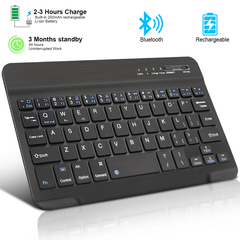Mini teclado inalámbrico Bluetooth recargable para computadora portátil, tableta, teléfono, iPad, Android, iOS y Windows. 