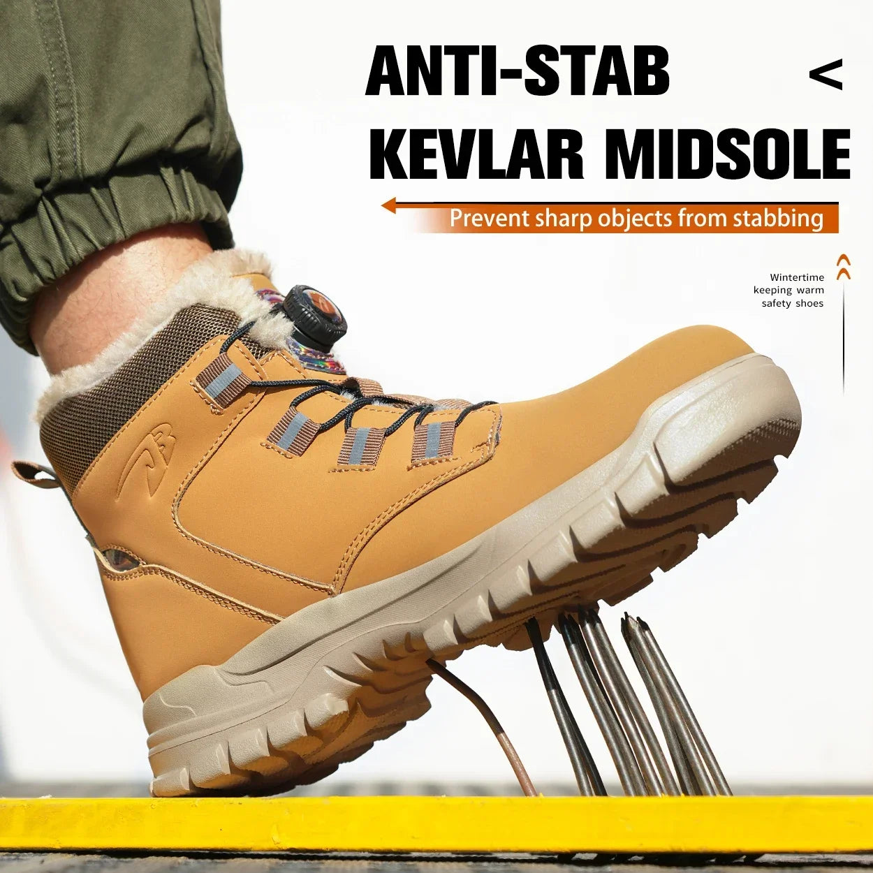Fashion 2024 Winter Velvet Men Safety Shoes Work Construction Site Indestructible Waterproof Steel Toe Cap Boots Male Footwear 