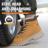 Fashion 2024 Winter Velvet Men Safety Shoes Work Construction Site Indestructible Waterproof Steel Toe Cap Boots Male Footwear 