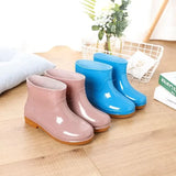 Botas de lluvia de manga corta para mujer, antideslizantes, con forro de algodón y forro polar, para adultos y trabajo de cocina. 