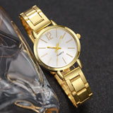 Women's Fashion Casual Watch Simple Stainless Steel Quartz Watch Love Bracelet 2 Pieces Set Temperament Wearing Style 