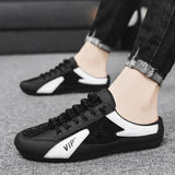 Moda metade chinelos planos sapatos casuais para homens clássico verão chinelos homem apartamentos concisos tênis masculinos deslizamento-em chinelos masculinos