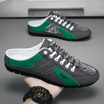 Moda metade chinelos planos sapatos casuais para homens clássico verão chinelos homem apartamentos concisos tênis masculinos deslizamento-em chinelos masculinos