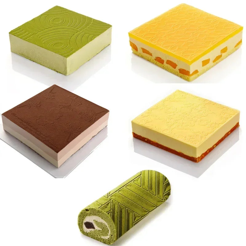 Molde de silicona suizo para tartas, molde para troncos de Navidad, molde grande para buche, tapete para fondant, moldes para impresión de encaje 