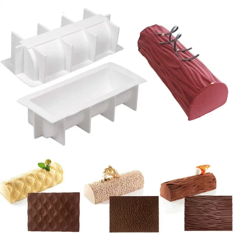 Molde de silicona suizo para tartas, molde para troncos de Navidad, molde grande para buche, tapete para fondant, moldes para impresión de encaje 
