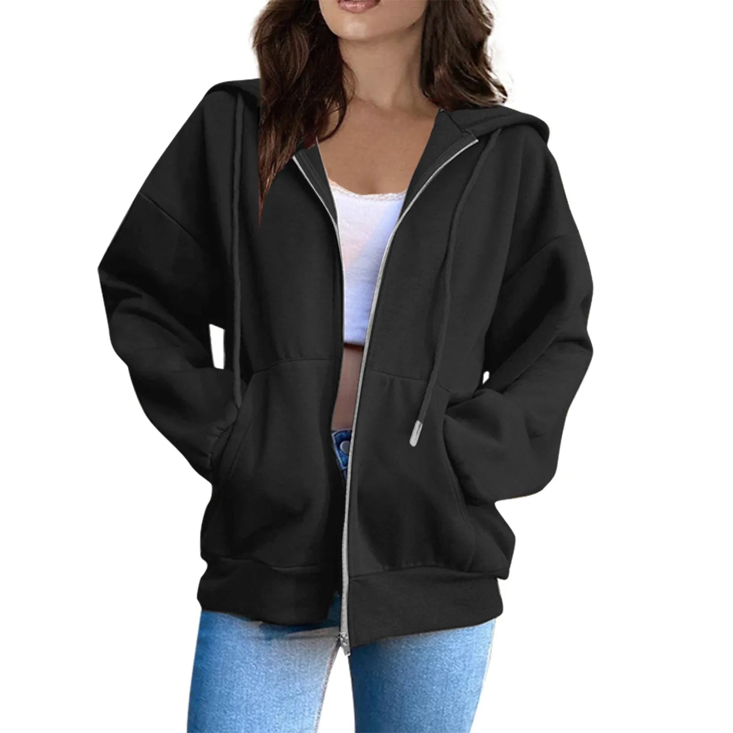 2024 New Women's Warm Hoodie, Zipper Hood, Versatile Clothing, Casual Fashion 