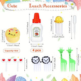 Accesorios para botellas de salsa para niños, cajas bento, incluye palas para comida y minibotellas de kétchup, ideal para la vuelta al cole (55 unidades)