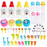 Accesorios para botellas de salsa para niños, cajas bento, incluye palas para comida y minibotellas de kétchup, ideal para la vuelta al cole (55 unidades)