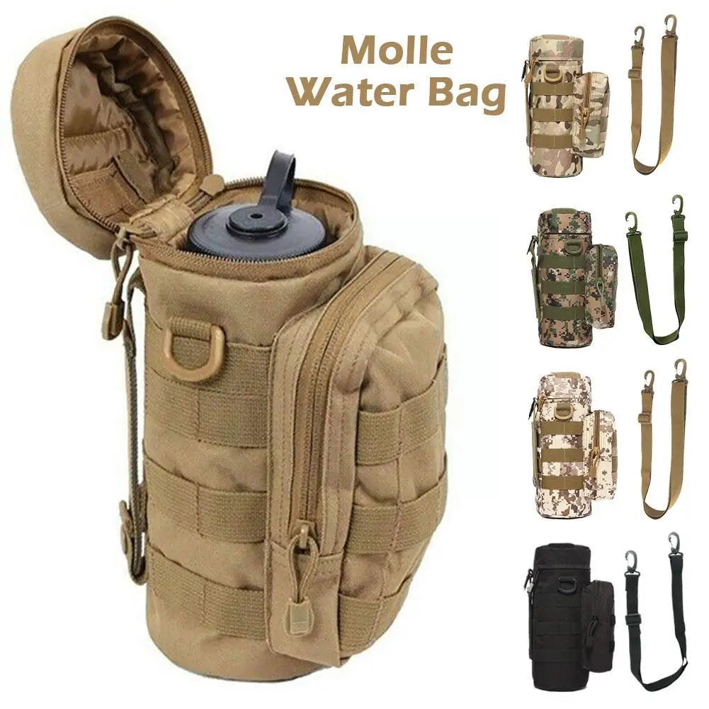 Molle Water Bottle Holder Bag, Hydration Carrier, Kettle Pouch with Strap, Fits up to 32oz, Fit for Hiking, Fishing 