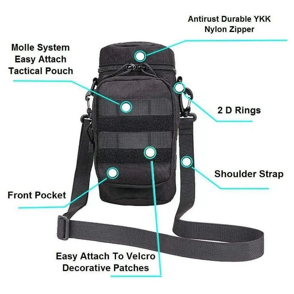 Molle Water Bottle Holder Bag, Transportador de hidratação, Bolsa de chaleira com alça, cabe até 32 oz, apto para caminhadas, pesca