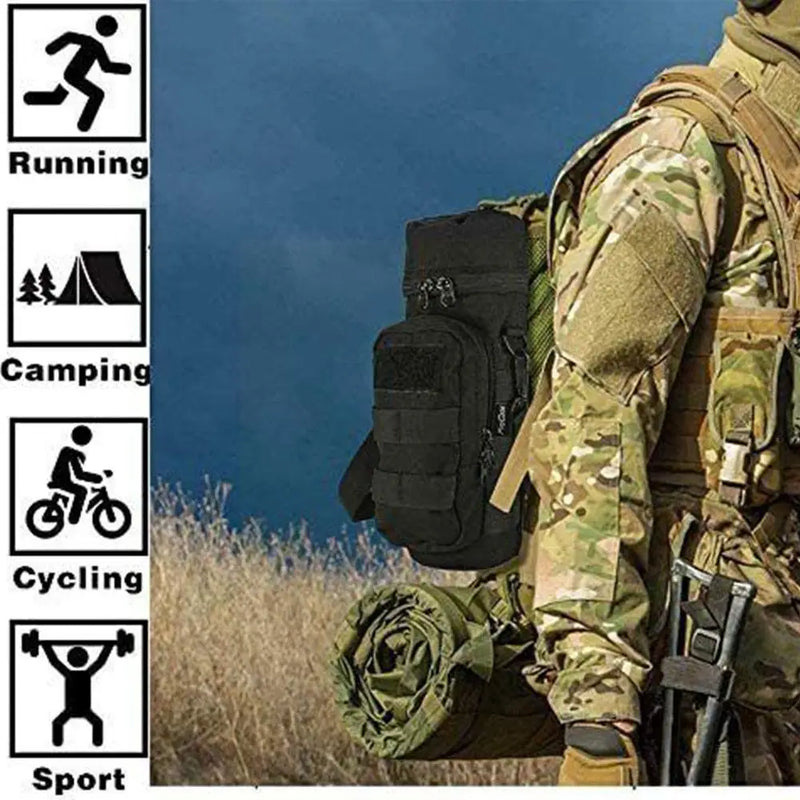 Molle Water Bottle Holder Bag, Transportador de hidratação, Bolsa de chaleira com alça, cabe até 32 oz, apto para caminhadas, pesca