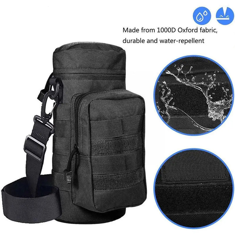Molle Water Bottle Holder Bag, Transportador de hidratação, Bolsa de chaleira com alça, cabe até 32 oz, apto para caminhadas, pesca