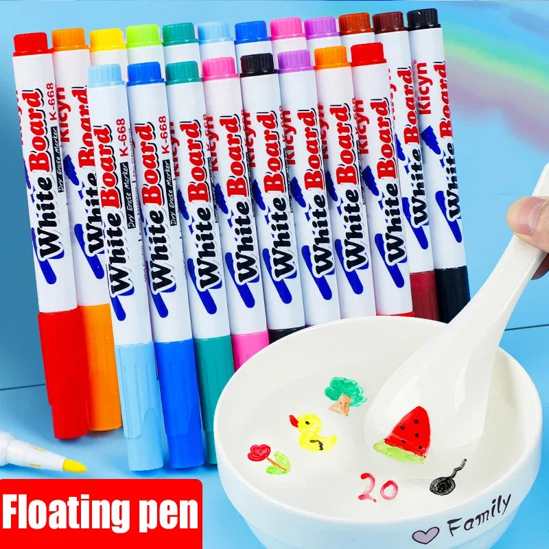 Montessori Mágico Água Flutuante Pintura Escova, Whiteboard Markers Pen, Suspensão Crianças Brinquedos Educativos