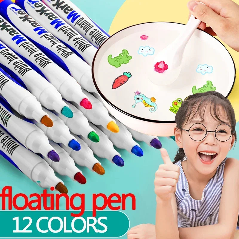 Montessori Mágico Água Flutuante Pintura Escova, Whiteboard Markers Pen, Suspensão Crianças Brinquedos Educativos