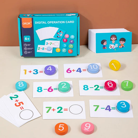 Montessori Math Toys for Kids, cartas aritméticas, jogos de correspondência, subtração de adição, paróquia, contagem educacional precoce