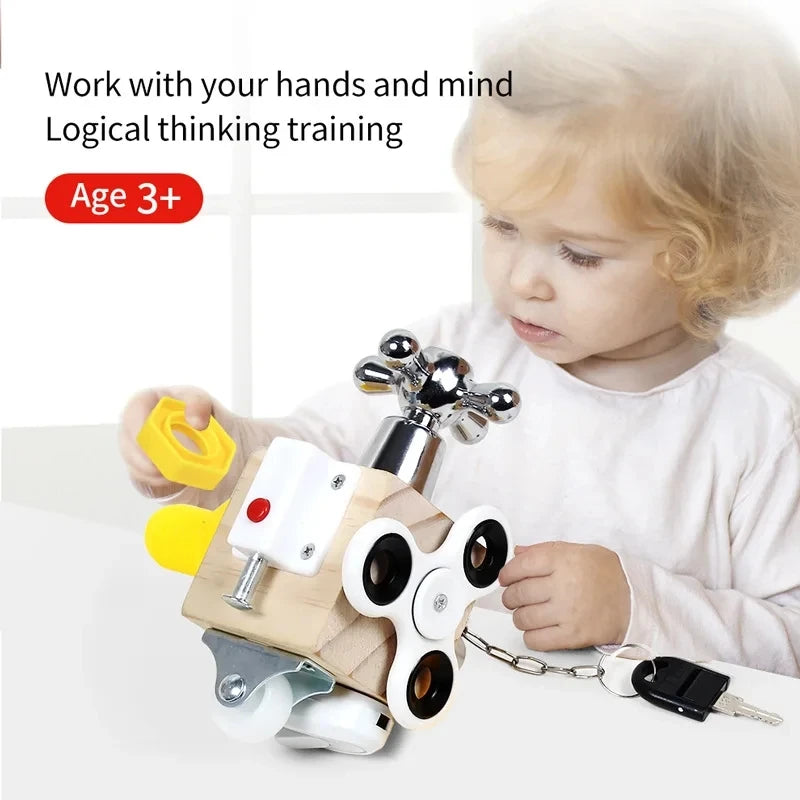 Montessori Puzzle, Early Childhood Education Box, Baby, Classics, Busy Block, Teaching About Aids, Interest, Unlock Toy 