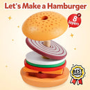 Montessori Wooden Burger Stacking Toys para criança, aprendizado pré-escolar, brinquedos educativos, habilidade motora fina, presente de cozinha para crianças