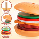Montessori Wooden Burger Stacking Toys para criança, aprendizado pré-escolar, brinquedos educativos, habilidade motora fina, presente de cozinha para crianças