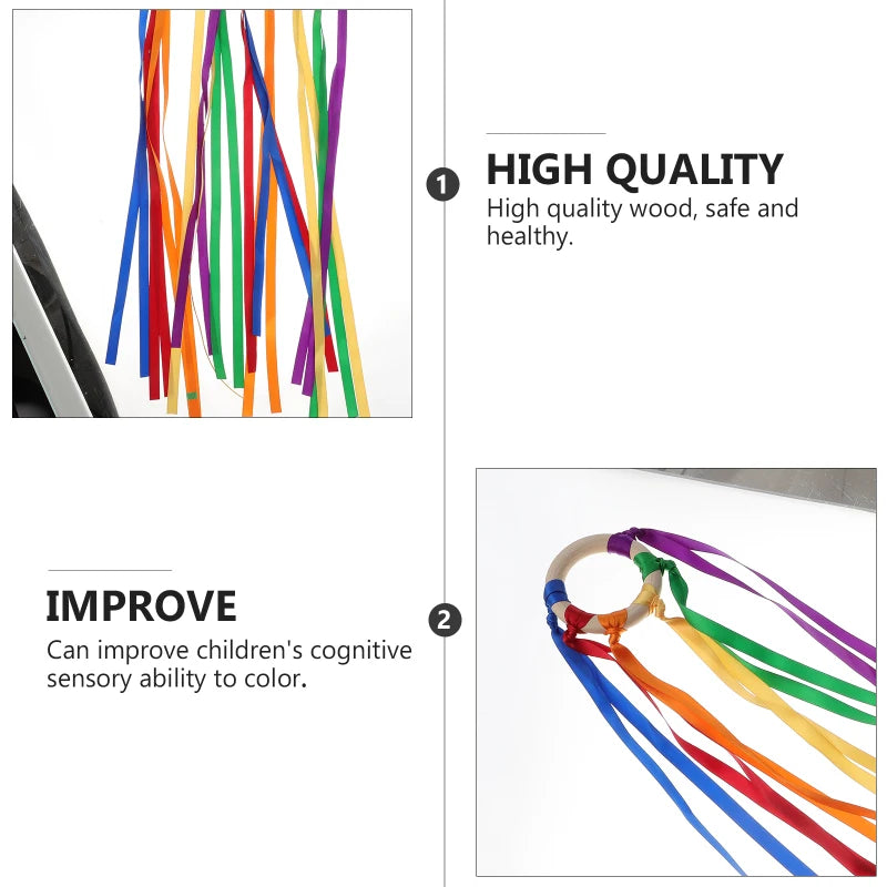 Montessori estilo brinquedo sensorial para recém-nascidos, anel de fita de bebê não tóxico, reconhecimento de cores, desenvolver brinquedo sensorial, livre de BPA