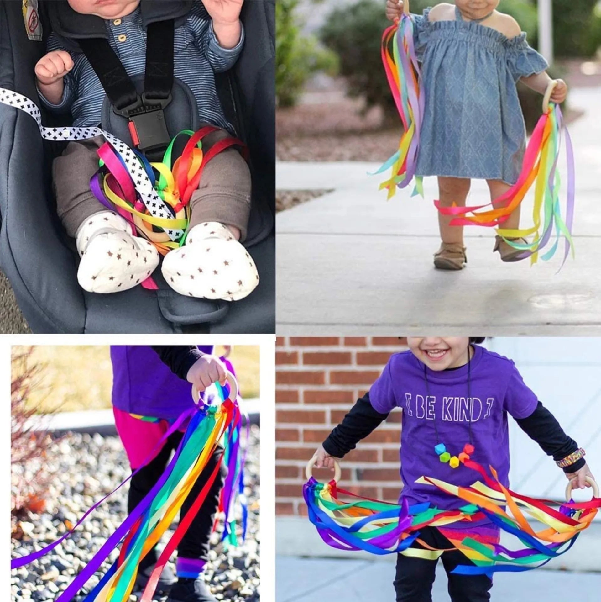 Montessori estilo brinquedo sensorial para recém-nascidos, anel de fita de bebê não tóxico, reconhecimento de cores, desenvolver brinquedo sensorial, livre de BPA