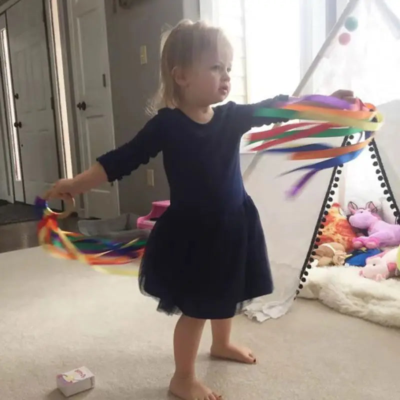 Montessori estilo brinquedo sensorial para recém-nascidos, anel de fita de bebê não tóxico, reconhecimento de cores, desenvolver brinquedo sensorial, livre de BPA