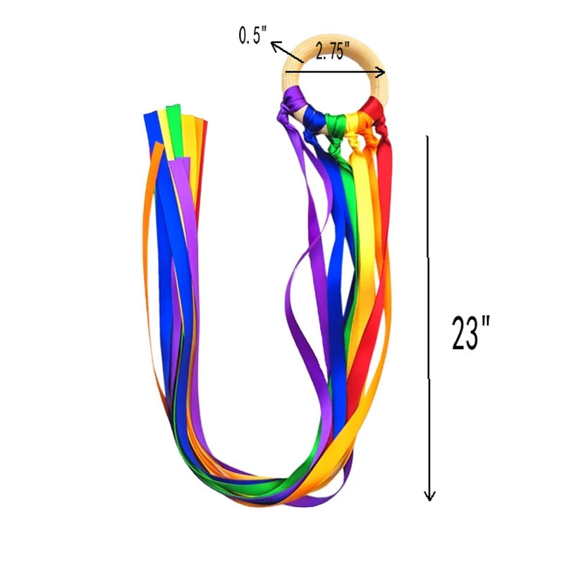 Montessori estilo brinquedo sensorial para recém-nascidos, anel de fita de bebê não tóxico, reconhecimento de cores, desenvolver brinquedo sensorial, livre de BPA