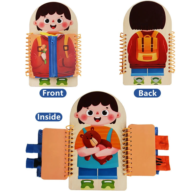 Multi-Layer Wooden Busy Board for Toddlers, Montessori Early Education Games, Toddlers Quiet Books, Sensory Toy, Practice Dressing 