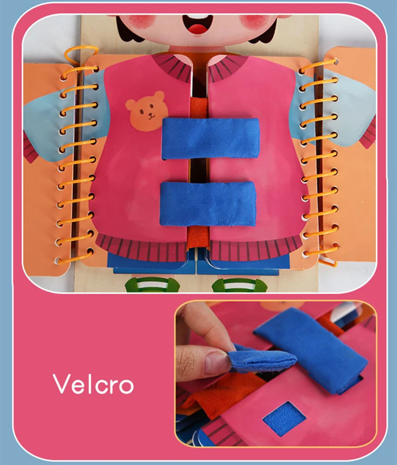 Multi-Layer Wooden Busy Board for Toddlers, Montessori Early Education Games, Toddlers Quiet Books, Sensory Toy, Practice Dressing 