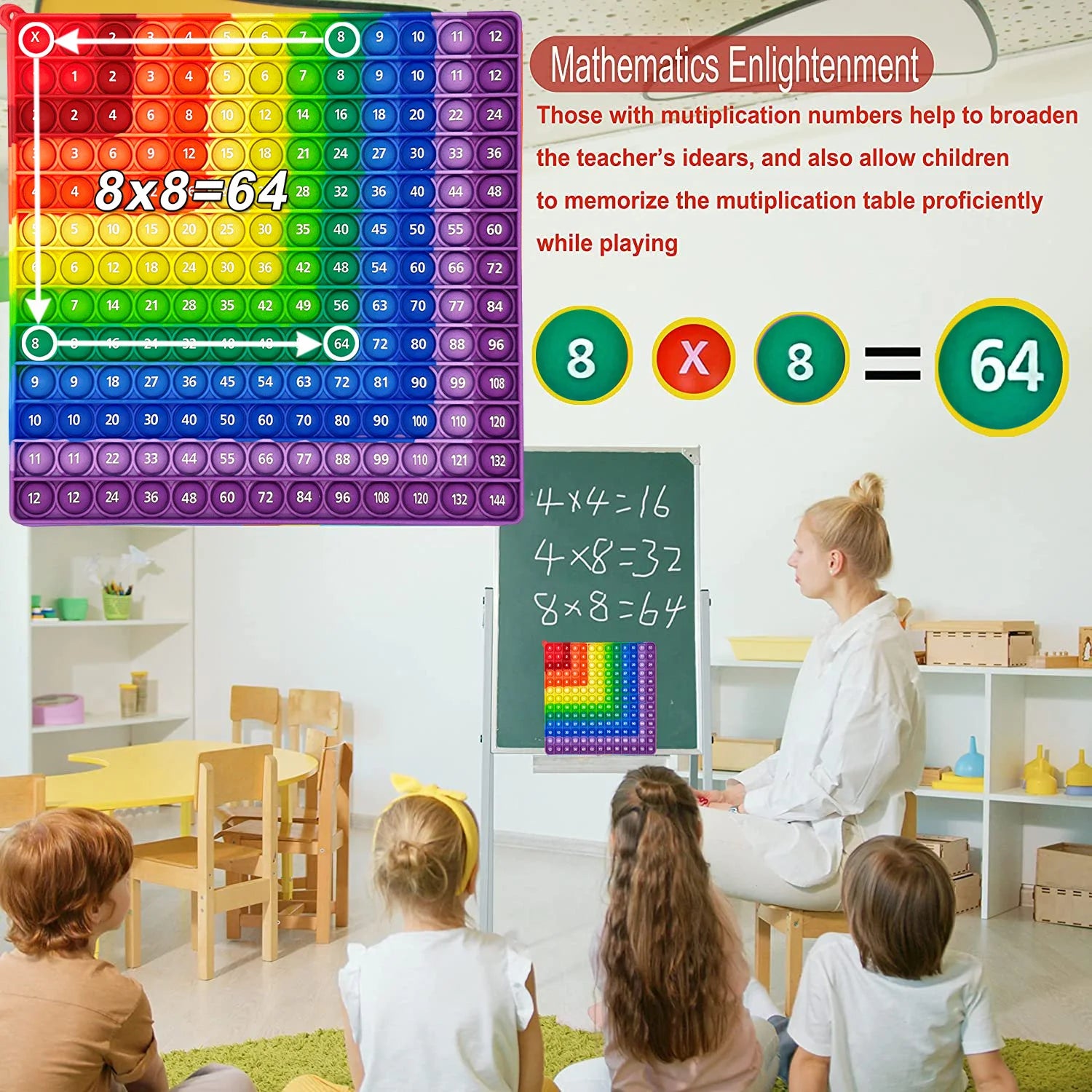 Multiplicação colorida Push Bubble Pop Toys, Recursos de Ensino de Matemática, Brinquedos Educativos, Presentes para Crianças, Times Table, 12x12