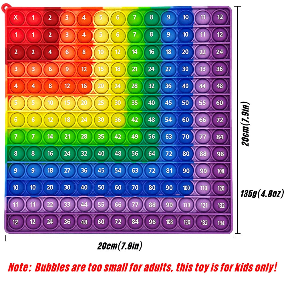 Multiplicação colorida Push Bubble Pop Toys, Recursos de Ensino de Matemática, Brinquedos Educativos, Presentes para Crianças, Times Table, 12x12