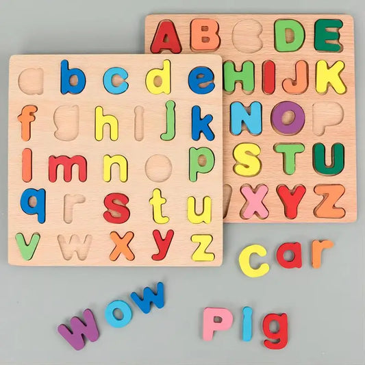 Colorful Alphabet Number Wooden Puzzles Toy for Kids Montessori Early Educational Baby Toys Smart Matching Game Toddler Gift 